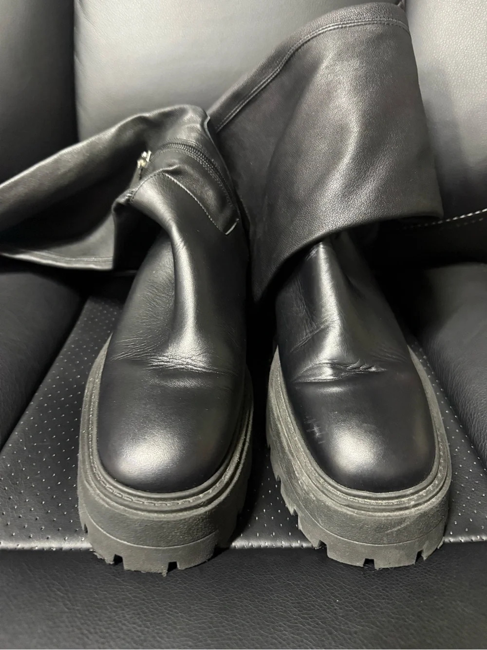 Zara Black Over-the-Knee Chunky Sole Boots 17 inches tall from top to bottom